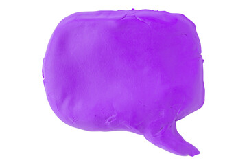 Purple speech bubble plasticine isolated on transparent background