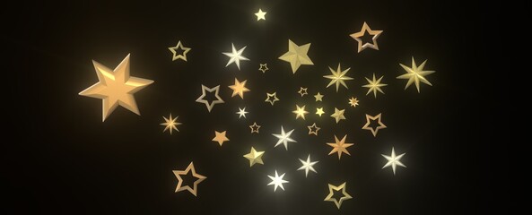 XMAS Stars - stars background, sparkle lights confetti falling. magic shining Flying christmas stars on night
