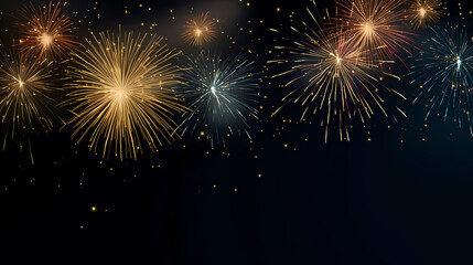 Obraz premium Beautiful creative holiday background with fireworks and sparkles