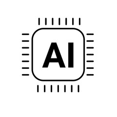 Artificial intelligence AI processor chip vector icon symbol for graphic design, logo, web site, social media. vector