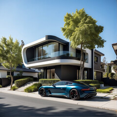 car in front of a house