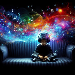 boy listening to music