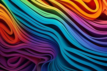 Abstract artwork with curved patterns and alternating stripes. A contemporary 3D visual. Vibrant energetic waves. Generative AI - obrazy, fototapety, plakaty