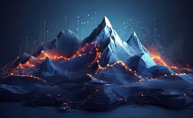 Big Data Abstract digital mountains rang