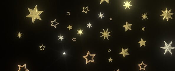 XMAS stars. Confetti celebration, Falling golden abstract decoration for party, birthday celebrate,
