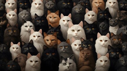Studio image of large group of cats 
 - obrazy, fototapety, plakaty