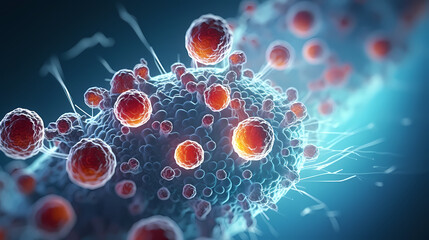Obraz premium Human cell or embryonic stem cell medicine, human cell biology DNA molecular structure