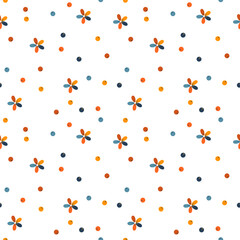 Beautiful seamless pattern with colorful flowers and berries