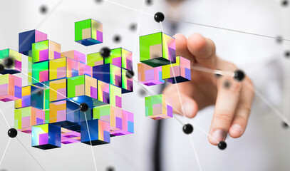 Big data and artificial intelligence concept. Machine learning and cyber mind domination