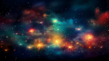 Fototapeta premium Happy New Year, burning fireworks with bokeh light background