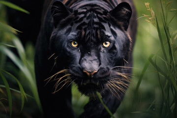 Naklejka na ściany i meble Black tiger very close up, wildlife photography