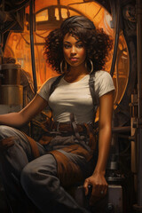 Black worker woman portrait