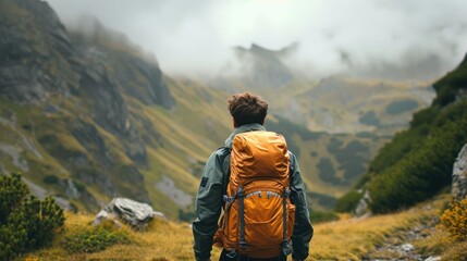 Solo Hiking Adventure - Finding Solitude and Inner Peace in Nature's Embrace - obrazy, fototapety, plakaty