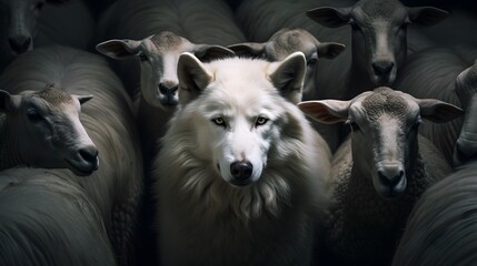 Wolf pretending to be a sheep concept