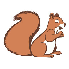Cute Red Cartoon Squirrel Standing Isolated on White Background