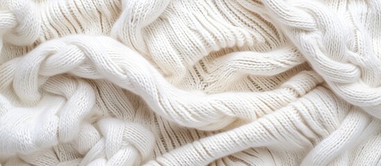 White wool knit fabric with cable pattern as backdrop - obrazy, fototapety, plakaty