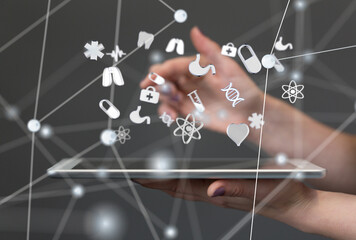 digital medical futuristic interface 3D rendering