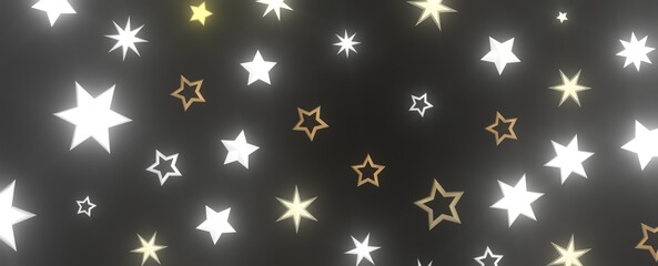 Holiday Stardust Rain: Brilliant 3D Illustration Showcasing Descending Christmas Stars