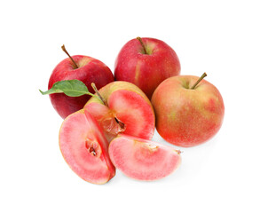 Tasty apples with red pulp isolated on white