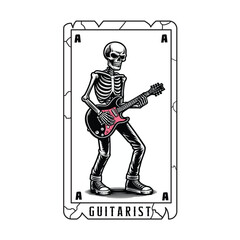 Guitar-Playing Skeleton in Monochrome
