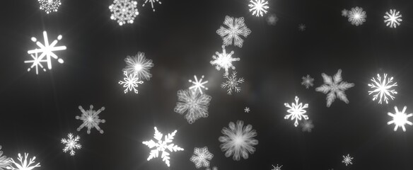 Snowflakes - Abstract Gold Star Falling Soft Focus Background, 3D rendering.