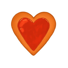Illustration of heart shaped cookies with strawberry jam in the middle