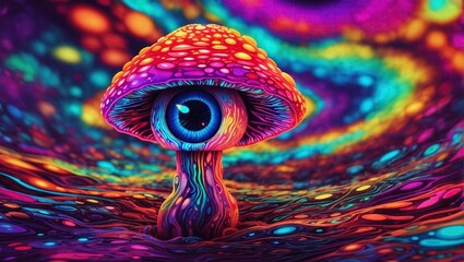 3d illustration of abstract fantasy world with rainbow eye, computer generated images