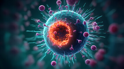 Obraz premium Virus cells abstract science concept, medical research background
