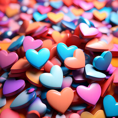 Pastel Hearts Delight: Abstract Wallpaper for Valentine's :full of hearts in image : pink, yellows, blue, red, orange, purple