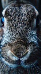 A close-up photo of a rabbit. Macro portrait of a rabbit. 
