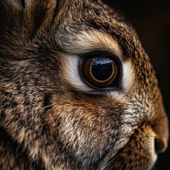 A close-up photo of a rabbit. Macro portrait of a rabbit. 