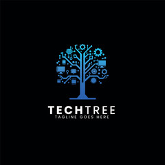 Technology Tree Logo design with Tree