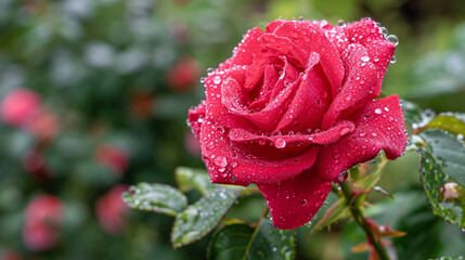 red rose with water drops