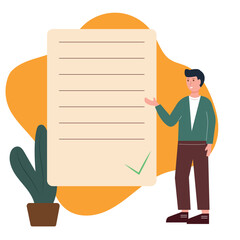 vector document with character, error in document. wrong document