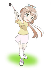 ゴルフをする女の子(トップ2)
