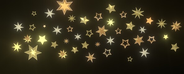 Stardust Christmas Shower: Mesmerizing 3D Illustration Depicting Descending Holiday Star Particles