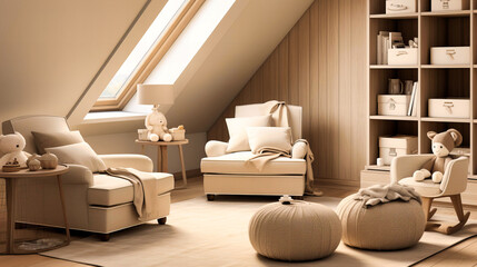 Bright and stylish bedroom interior with modern design. A comfortable and elegant living space for relaxation