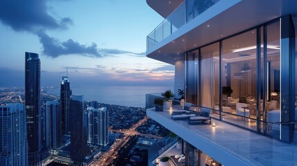 Fototapeta na wymiar Residential Skyscraper - Luxury Living with Panoramic Views and State-of-the-Art Amenities