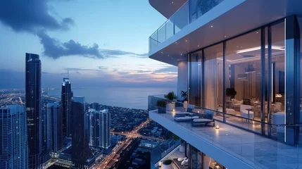 Fototapeten Residential Skyscraper - Luxury Living with Panoramic Views and State-of-the-Art Amenities © wahyu