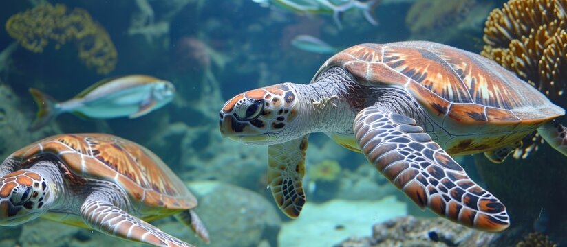 Sea turtles in Okinawa Churaumi Aquarium