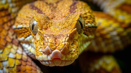 Obraz premium A close-up photo of a viper. Macro portrait of a viper.