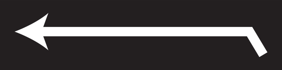 Long arrow icon. Black arrow pointing to the right. Black direction pointer. Black cursor, horizontal element, thick pointer vector icon isolated on white background. 555