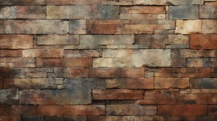 Brick wall background, earth tones grunge texture or pattern for design. Generative ai