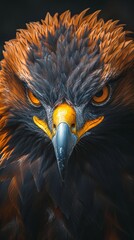 A close-up photo of an eagle. Macro portrait of an eagle.