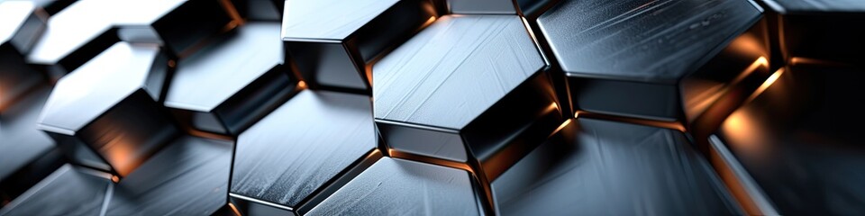 Background with hexagonal metal patterns
