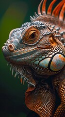Fototapeta premium A close-up photo of an iguana. Macro portrait of an iguana.