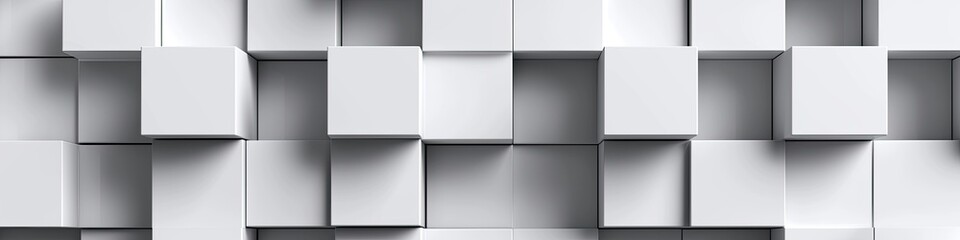 Background banner made of white cubes