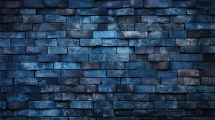 Brick wall background, midnight blue grunge texture or pattern for design, backdrop. Generative ai