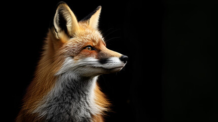 Fox On Isolated Black Background, World Jungle Day, International Wildlife Day, Animal's Day, Generative Ai