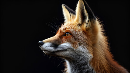 Fox On Isolated Black Background, World Jungle Day, International Wildlife Day, Animal's Day, Generative Ai